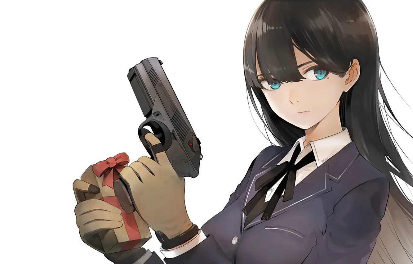 Photo wallpaper girl, gun, weapons, background