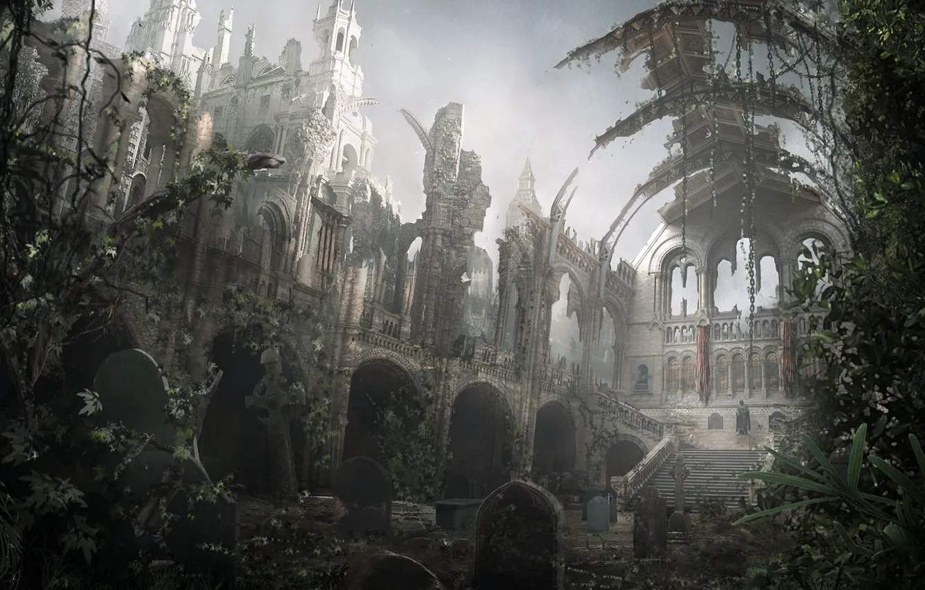 Photo wallpaper plant, destruction, cemetery