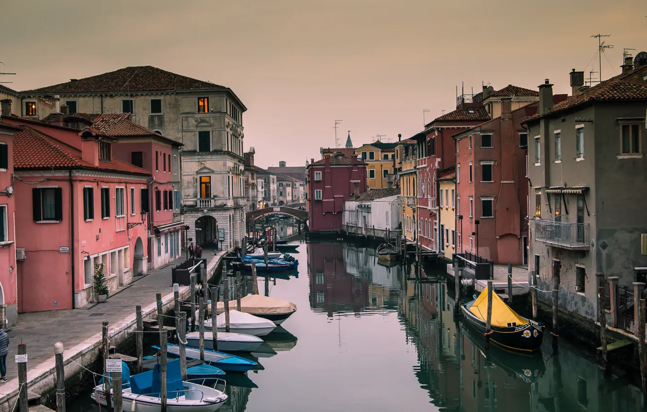 Photo wallpaper boat, home, Italy, channel, Chioggia