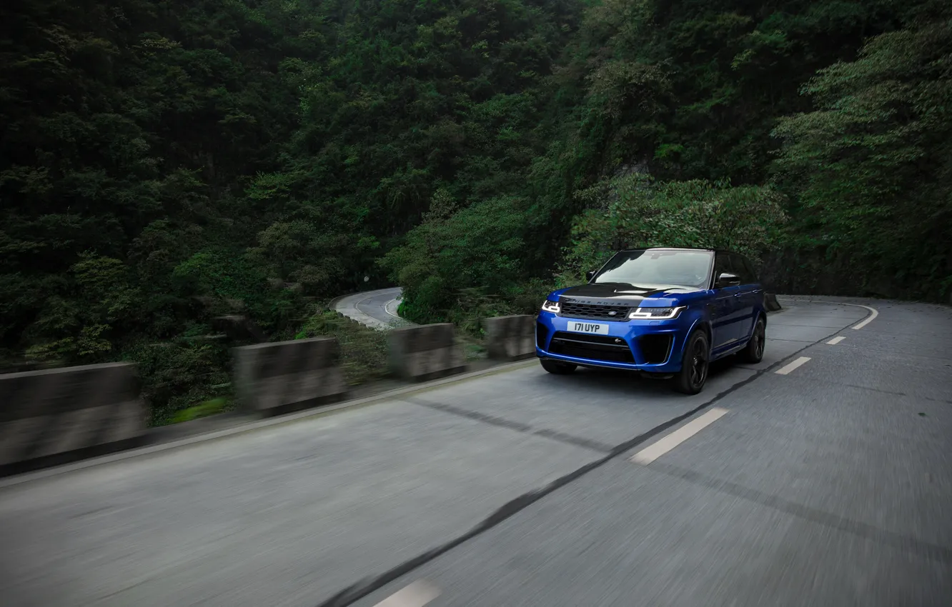 Photo wallpaper road, Land Rover, Range Rover, Range Rover Sport, 2018, SVR, V8, 575 HP