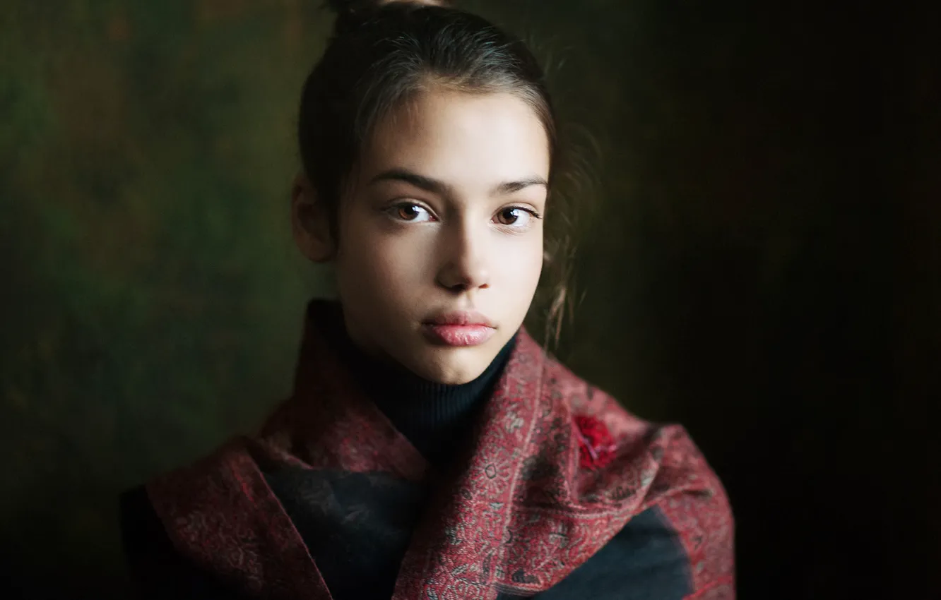 Photo wallpaper portrait, girl, Studio, brown-eyed, Nastya