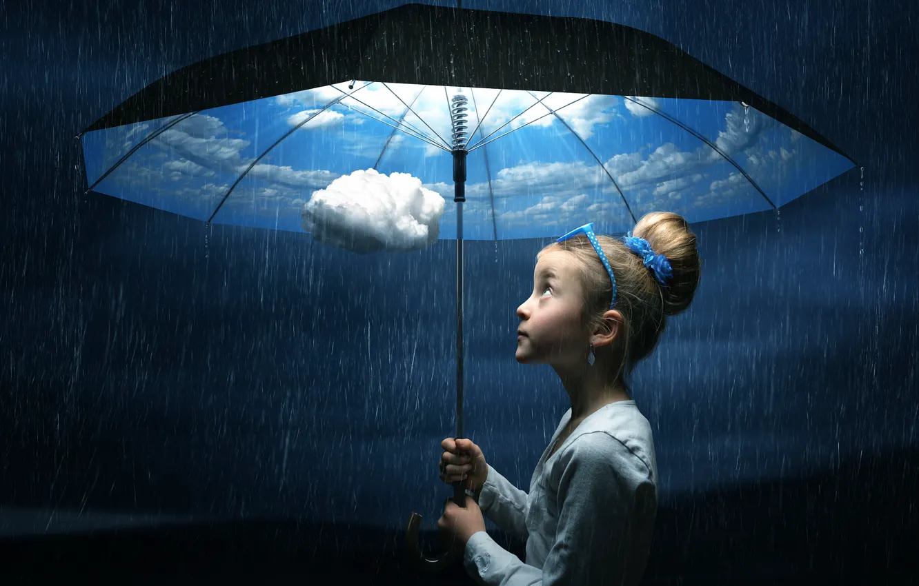 Photo wallpaper umbrella, girl, The good weather umbrella