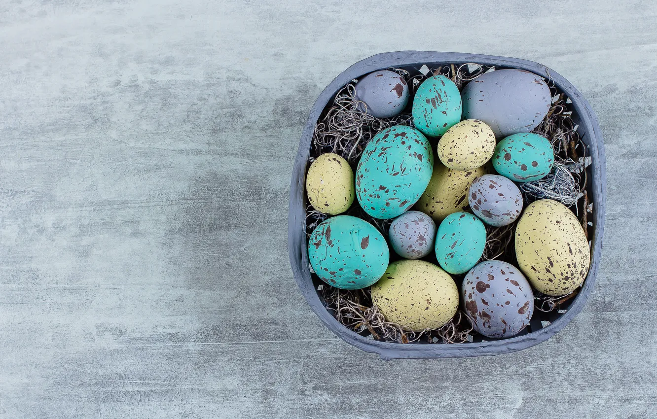Photo wallpaper eggs, Easter, basket, eggs, easter, decoration