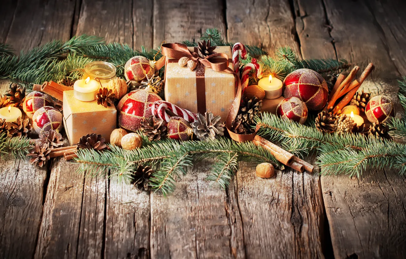 Photo wallpaper decoration, gift, new year, Christmas, Christmas, wood, New Year, Xmas