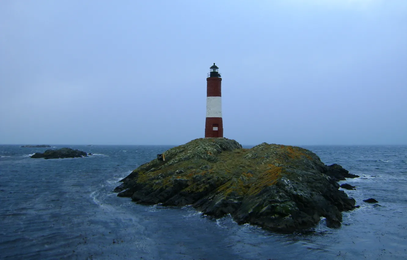 Photo wallpaper rock, sea, Argentina, lighthouse, cold, Faro, Patagonia, Ushuaia