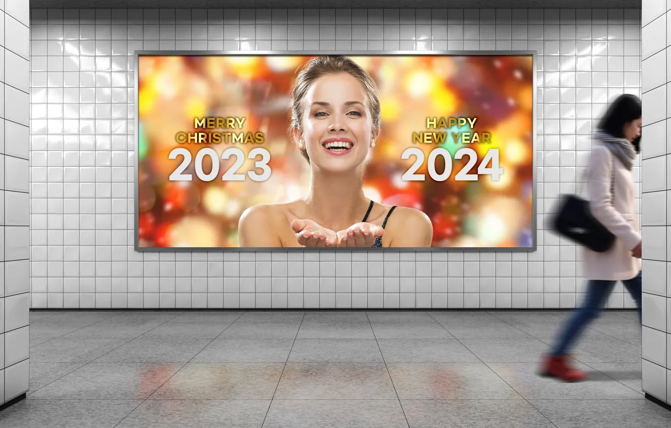 Photo wallpaper Christmas, New Year, Underpass, undergraund, 2024 year