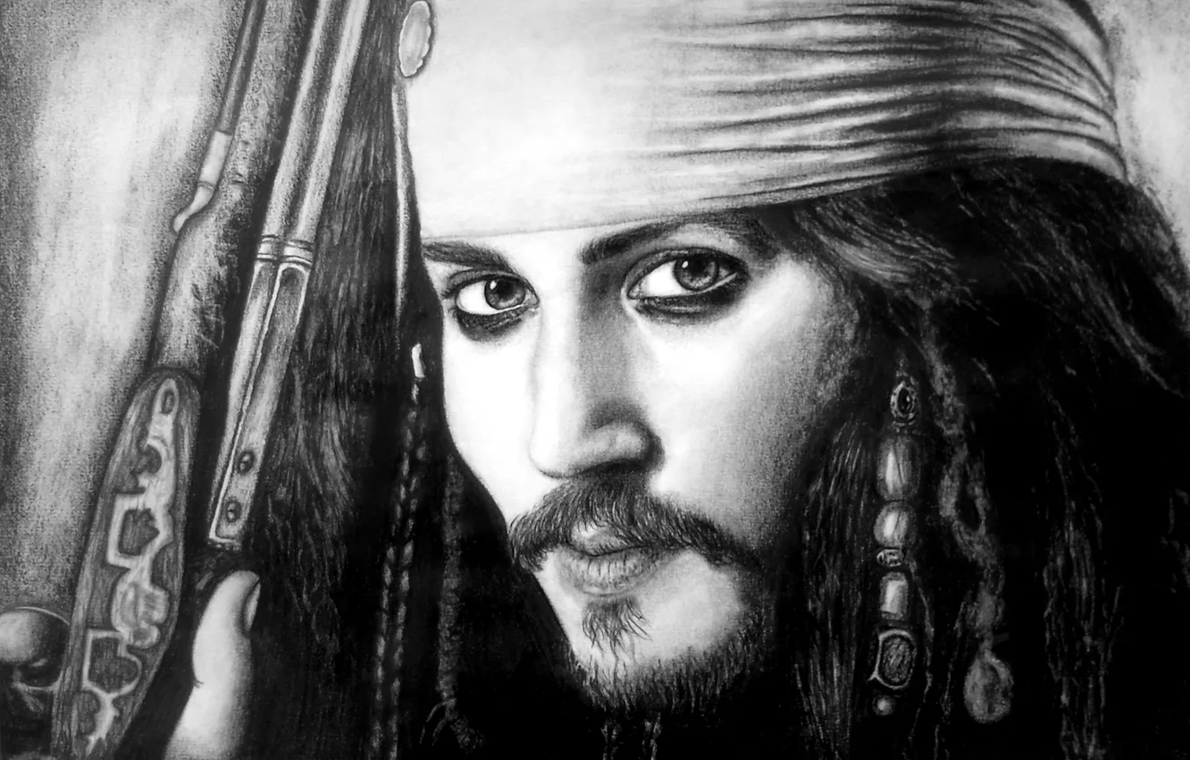 Photo wallpaper look, art, Jack Sparrow