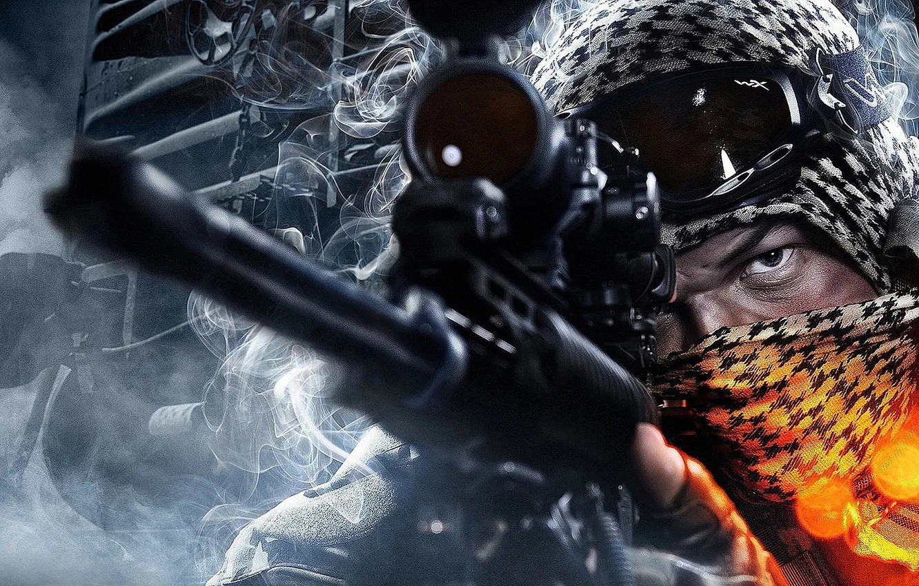 Photo wallpaper look, optics, sniper, rifle, Battlefield 3