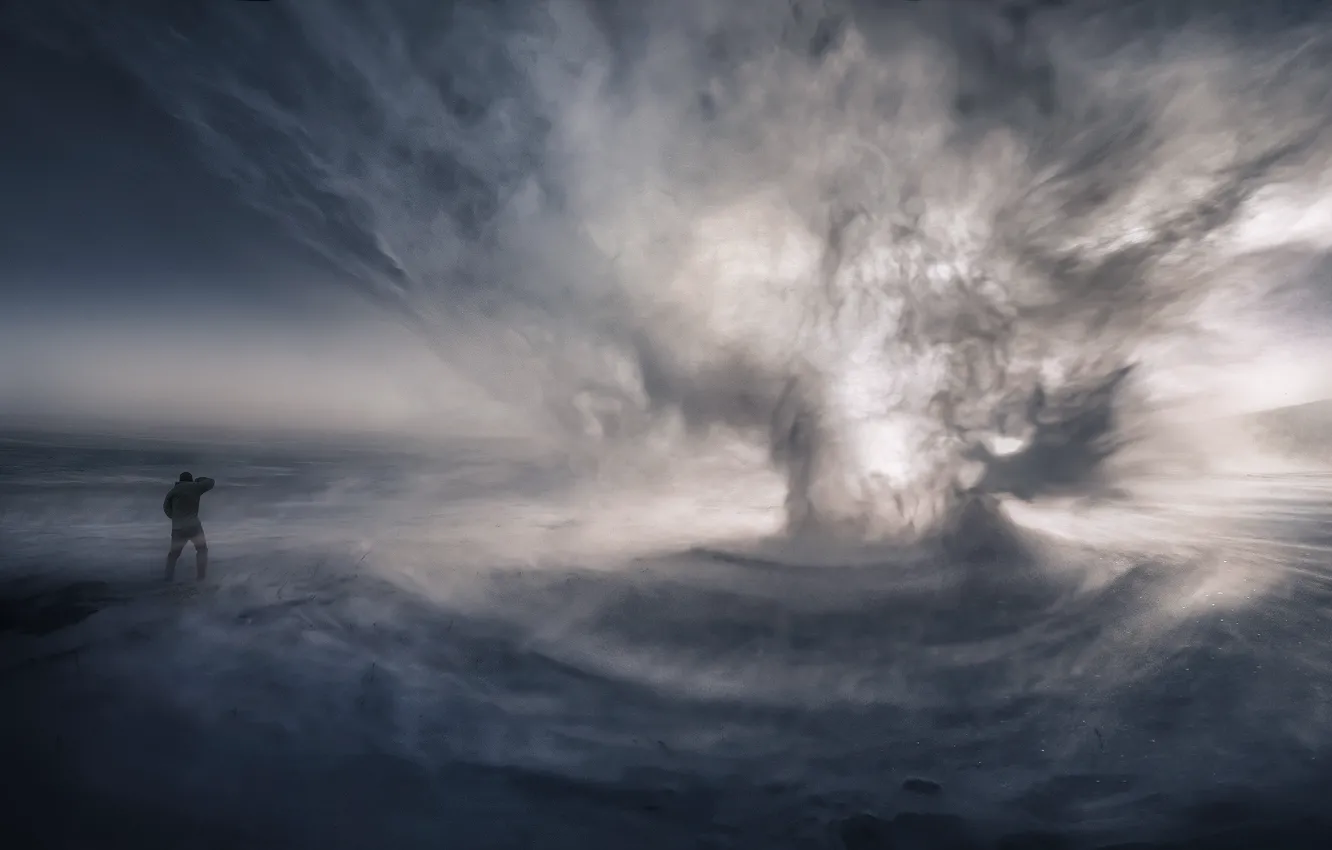 Photo wallpaper snow, people, Blizzard, Buran, snow, man, Marc Adamus