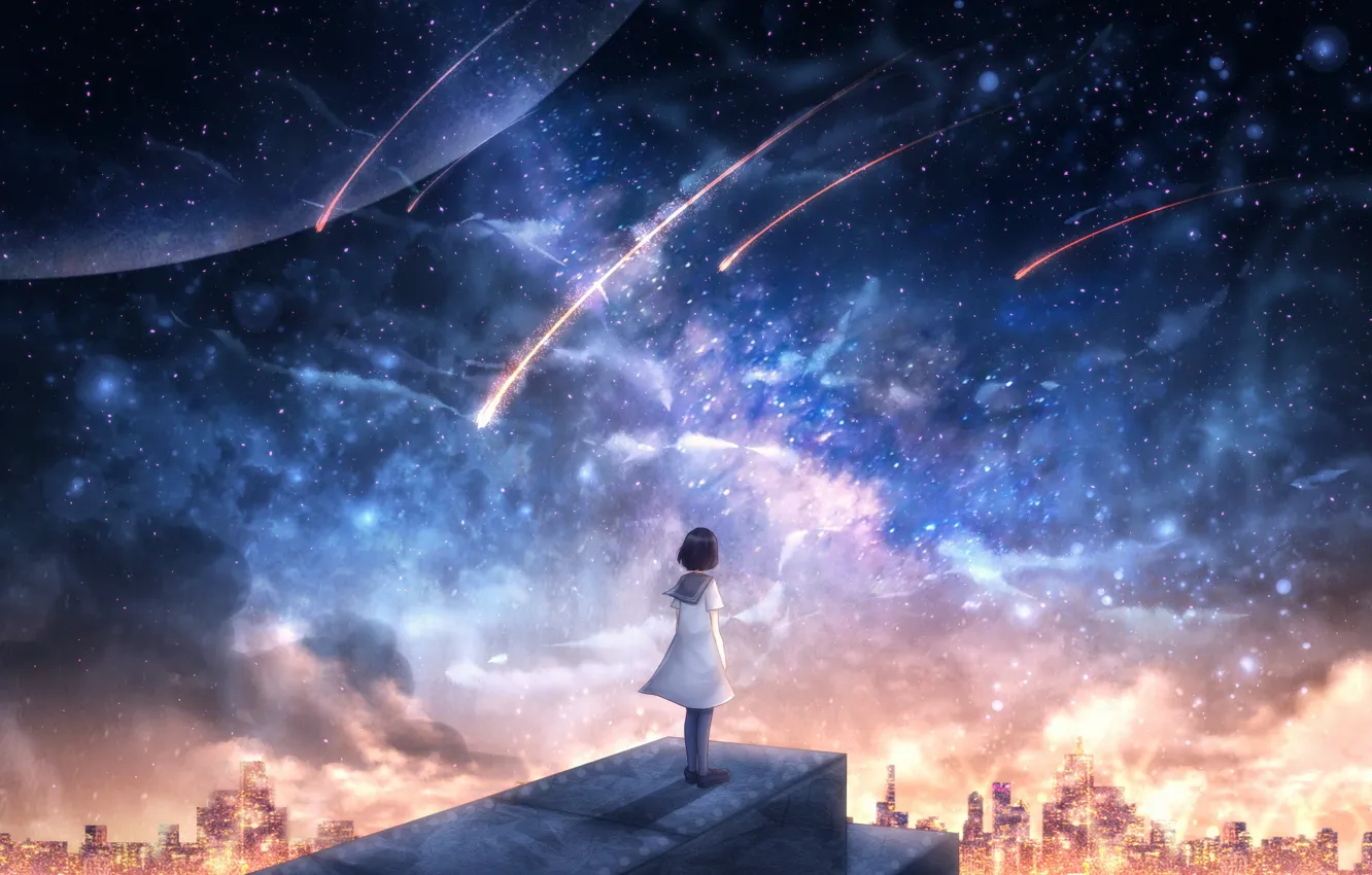Photo wallpaper space, the city, fiction, schoolgirl, OR