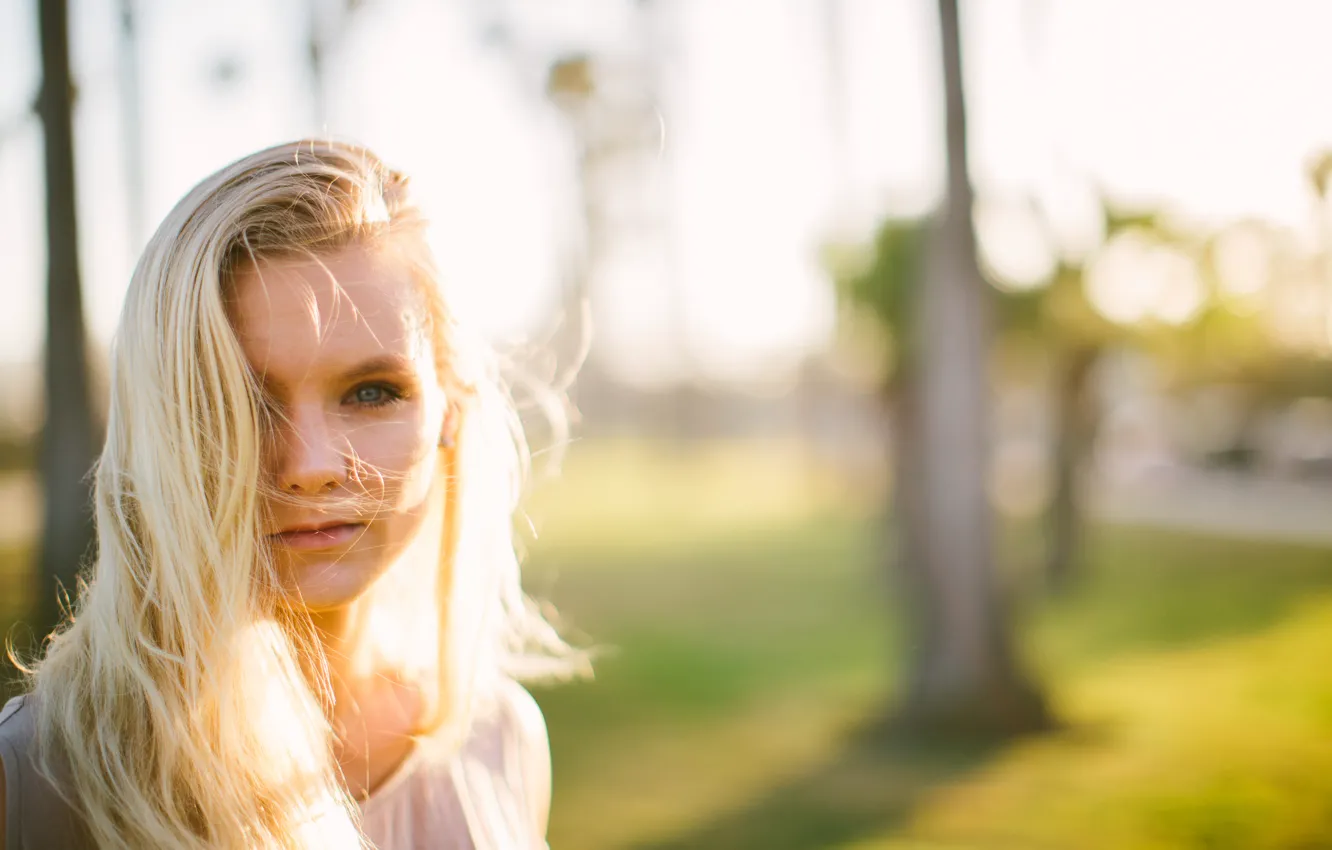 Photo wallpaper look, girl, background, hair, blonde