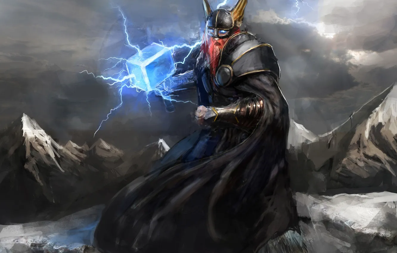 Photo wallpaper warhammer, power, Thor, viking, god, hammer, Mjolnir, Odin