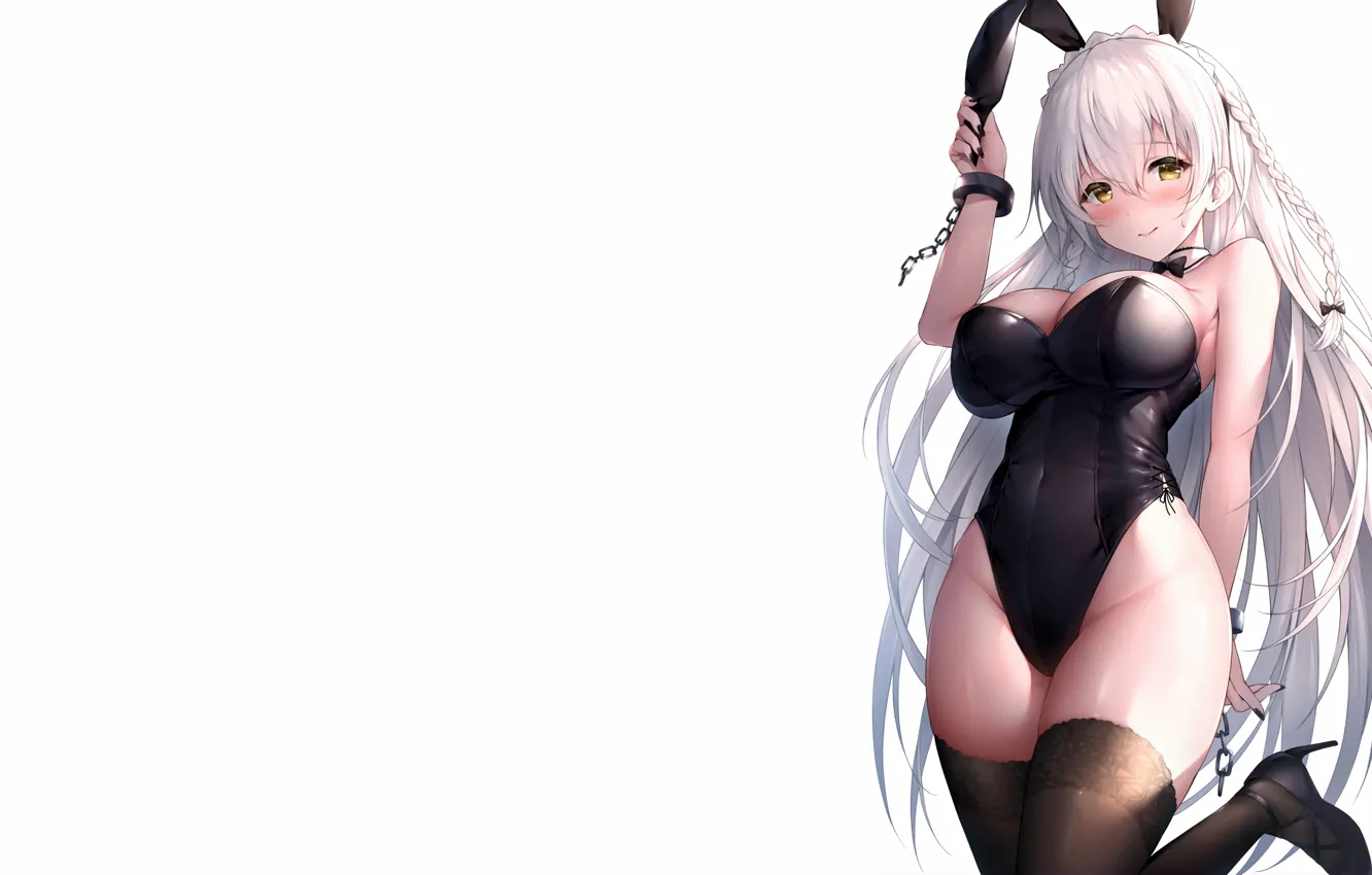 Photo wallpaper girl, sexy, cleavage, thighhighs, long hair, boobs, anime, beautiful