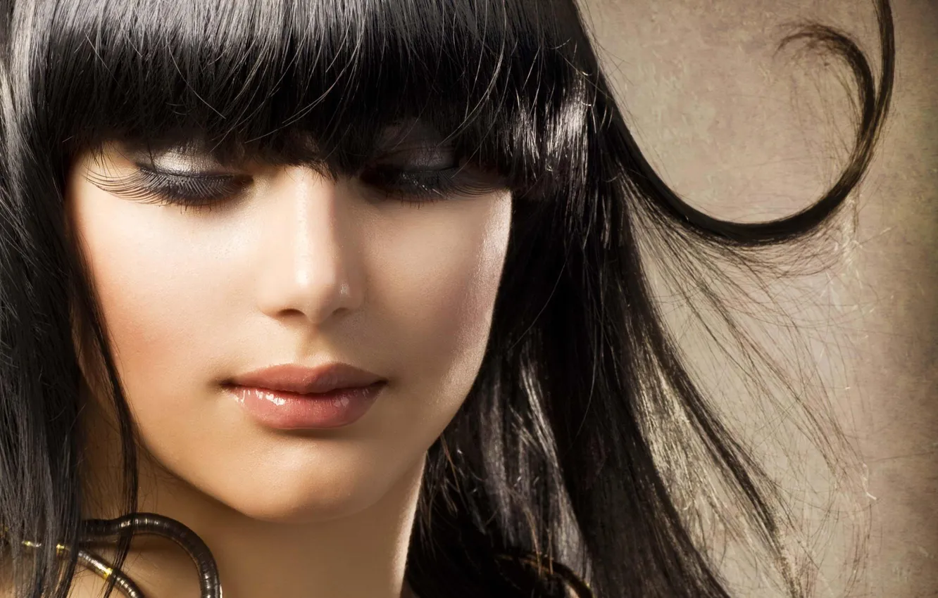 Photo wallpaper face, eyelashes, hair, makeup