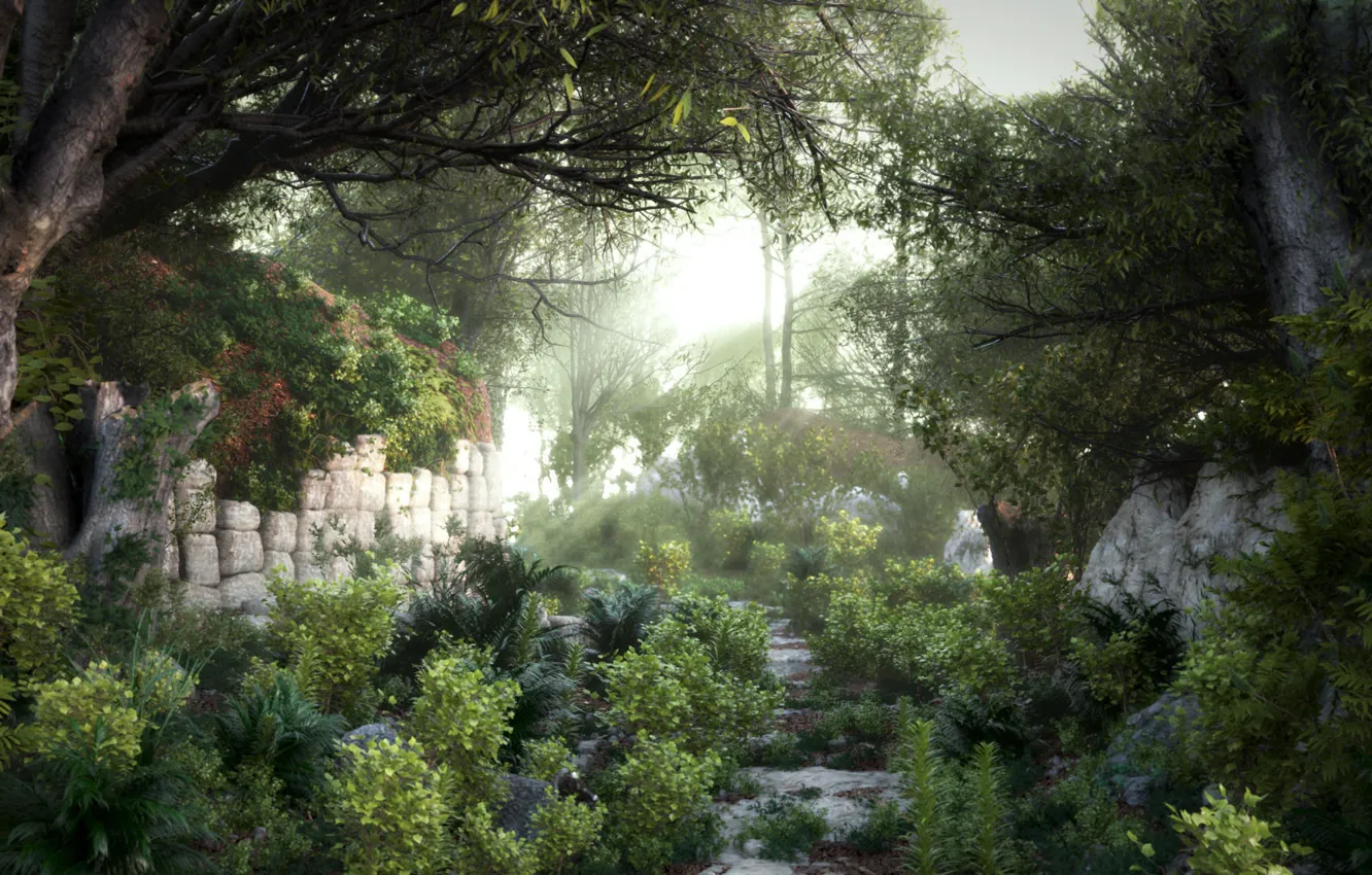 Photo wallpaper road, nature, art, stage, Camilo Veliovich, Forest Path