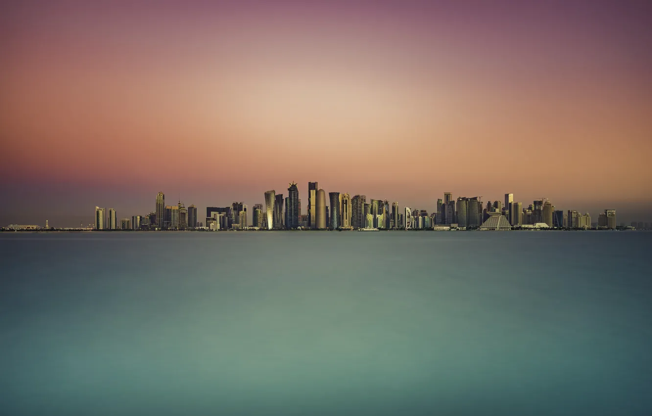 Photo wallpaper sunset, the city, Doha