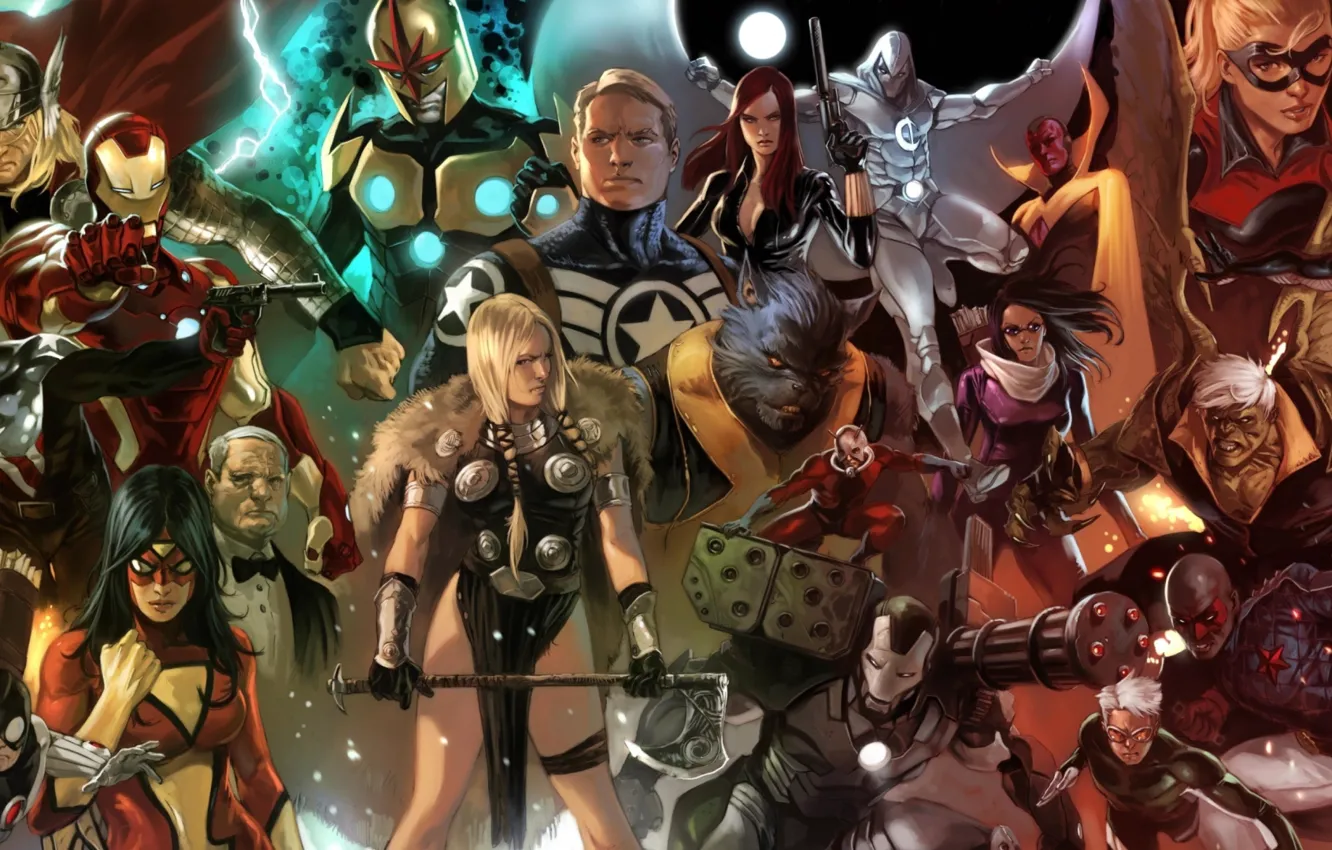 Photo wallpaper Iron Man, Marvel, Captain America