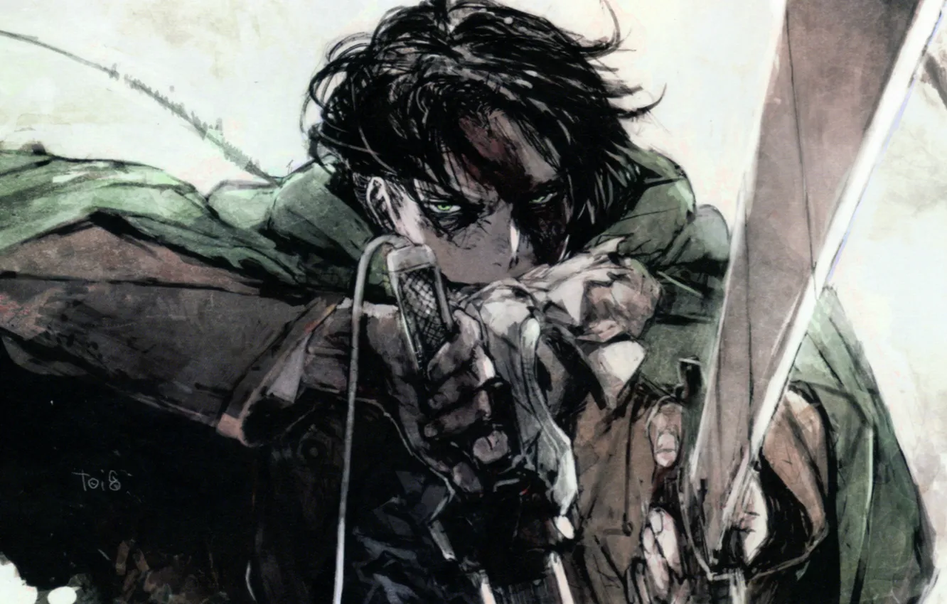 Photo wallpaper blood, hatred, pain, the battle, military uniform, blade, wounded, Shingeki no Kyojin