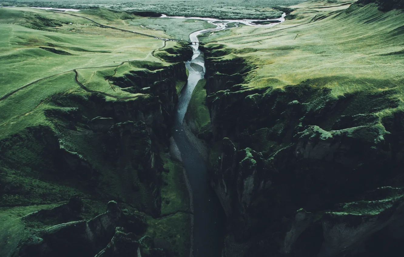 Photo wallpaper river, rocks, gorge, Iceland