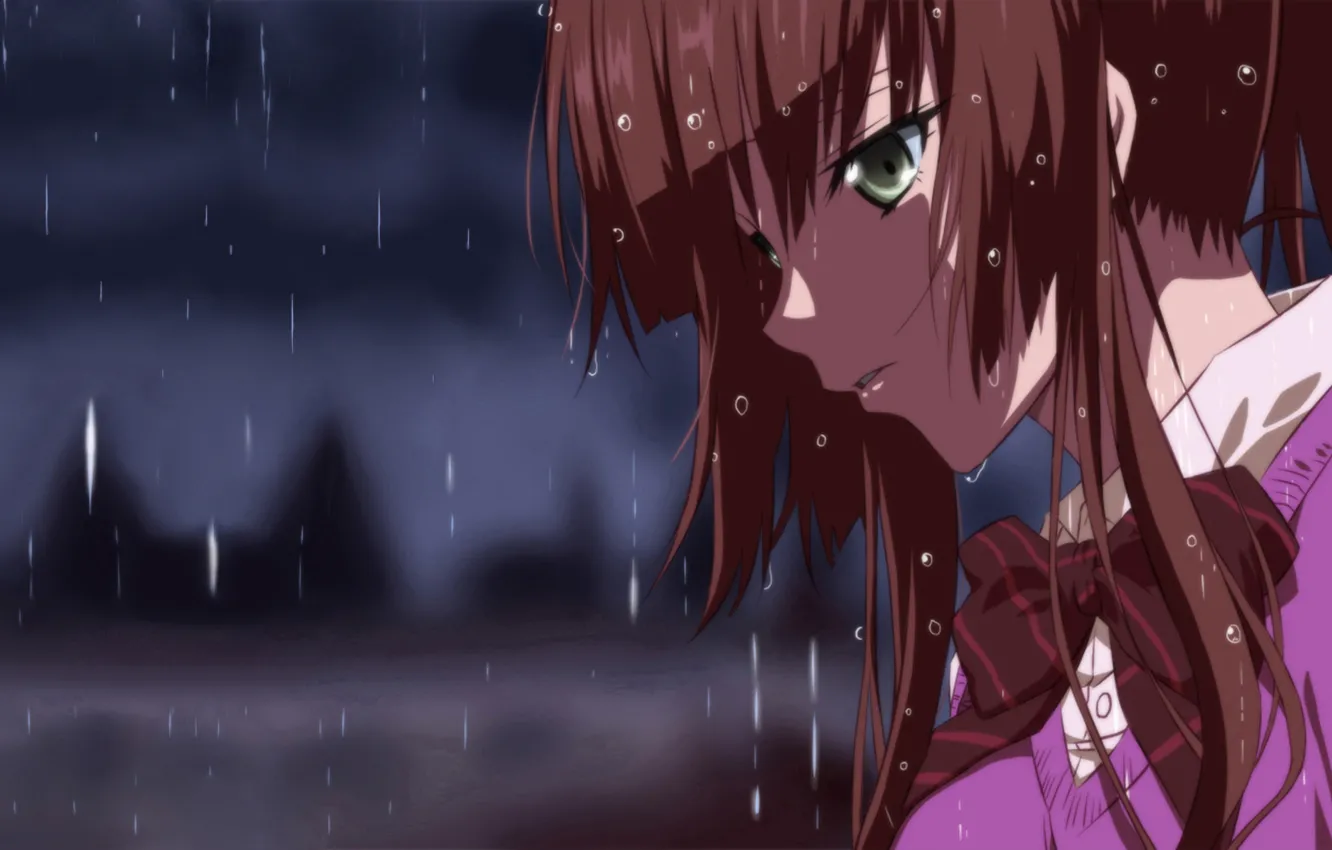 Photo wallpaper Anime, Strike the Blood, Kirasaka Sayaka, rain.
