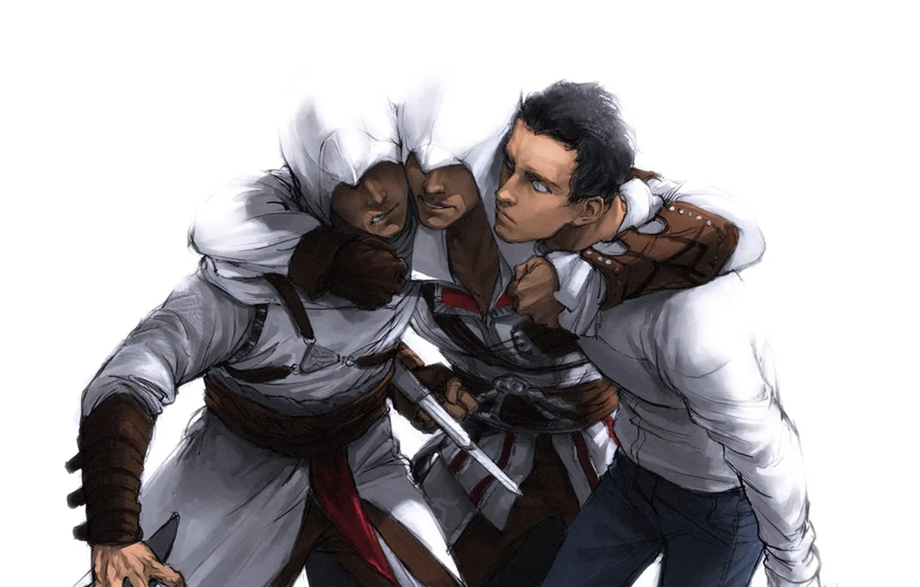 Photo wallpaper Assassin's Creed, Ezio auditore da Firenze, Desmond Miles, Ezio Auditore da Firenze, Altair Ibn La …
