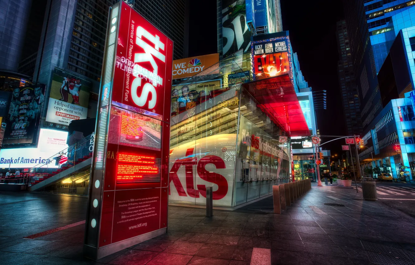 Photo wallpaper night, the city, street, New York, Theatre District