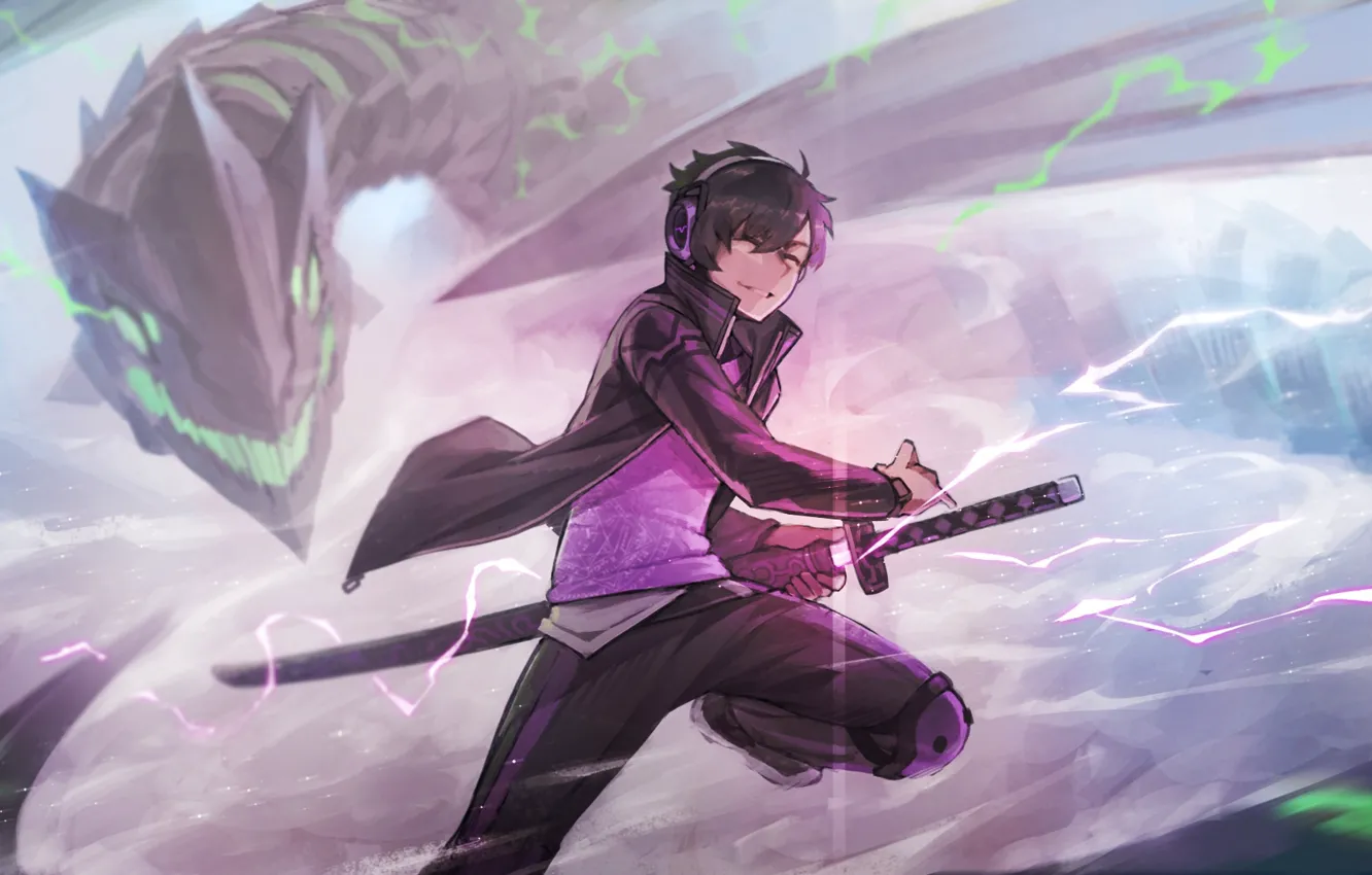 Photo wallpaper smile, serenity, dragon, guy, Zhao-P, by Zhao-P