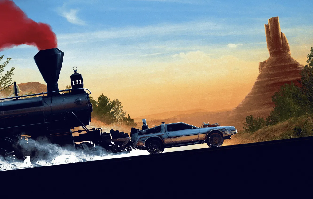 Photo wallpaper Auto, The engine, Locomotive, Machine, Movie, Fantasy, Back to the future, DeLorean DMC-12