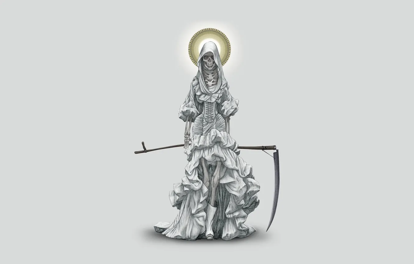 Photo wallpaper dress, braid, death, gray