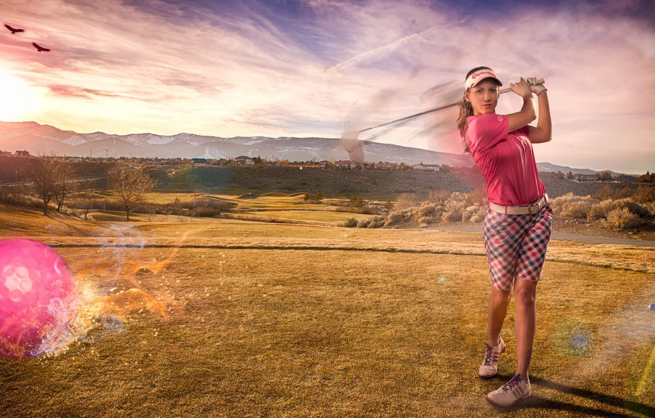 Photo wallpaper girl, sport, blow, Golf
