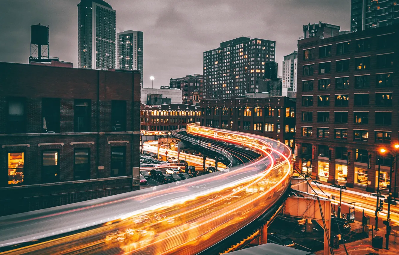 Photo wallpaper light, night, the city, home, the evening, excerpt, Chicago