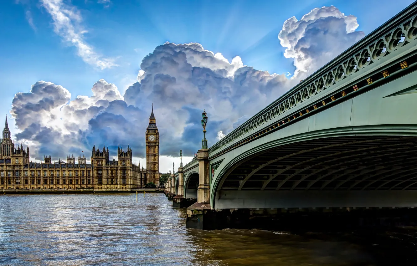 Photo wallpaper bridge, the city, river, London, HDR