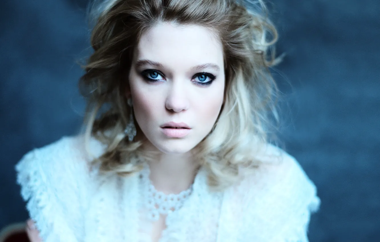 Photo wallpaper deep, blue, eyes, lips, look, actress, Lea Seydoux