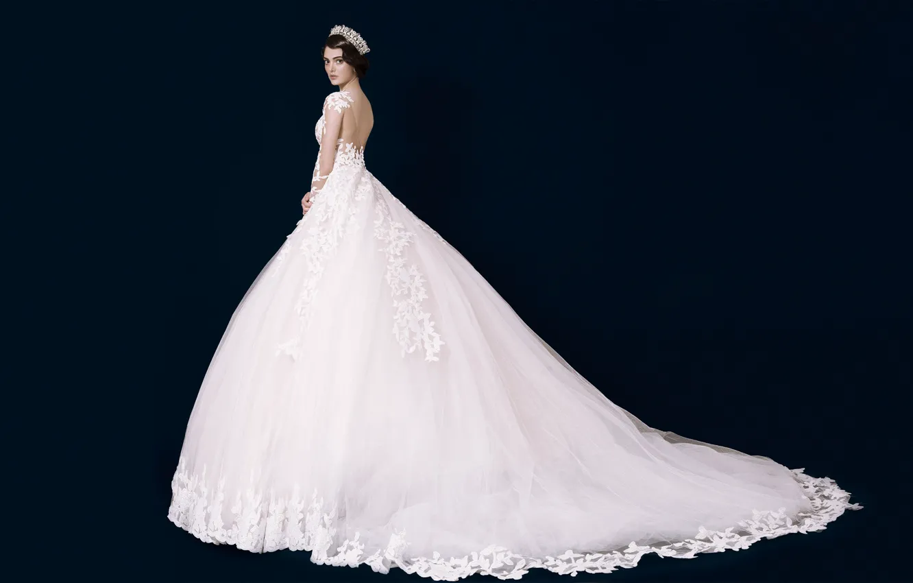 Photo wallpaper model, crown, dress, the bride