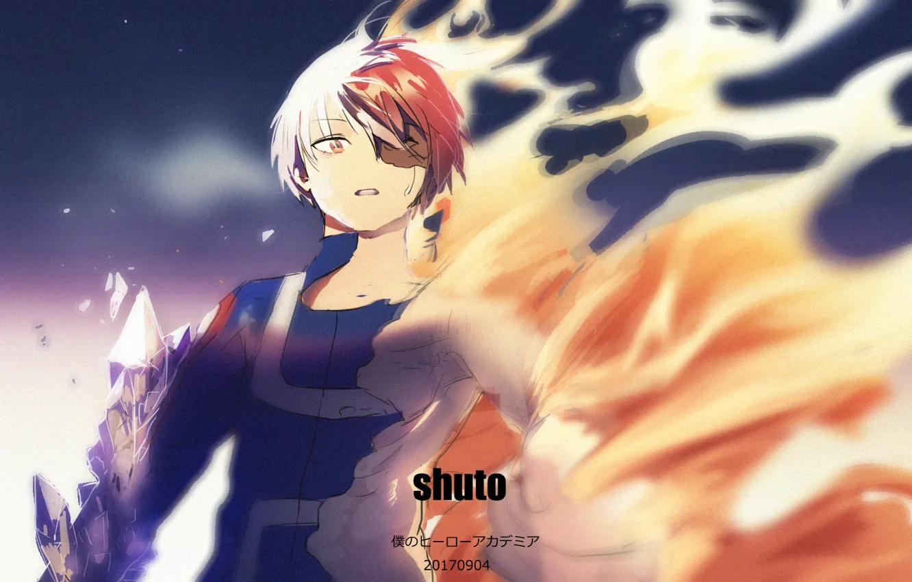 Photo wallpaper fire, guy, My Hero Academia, Boku No Hero Academy, Todoroki Shoto, My Hero Academy