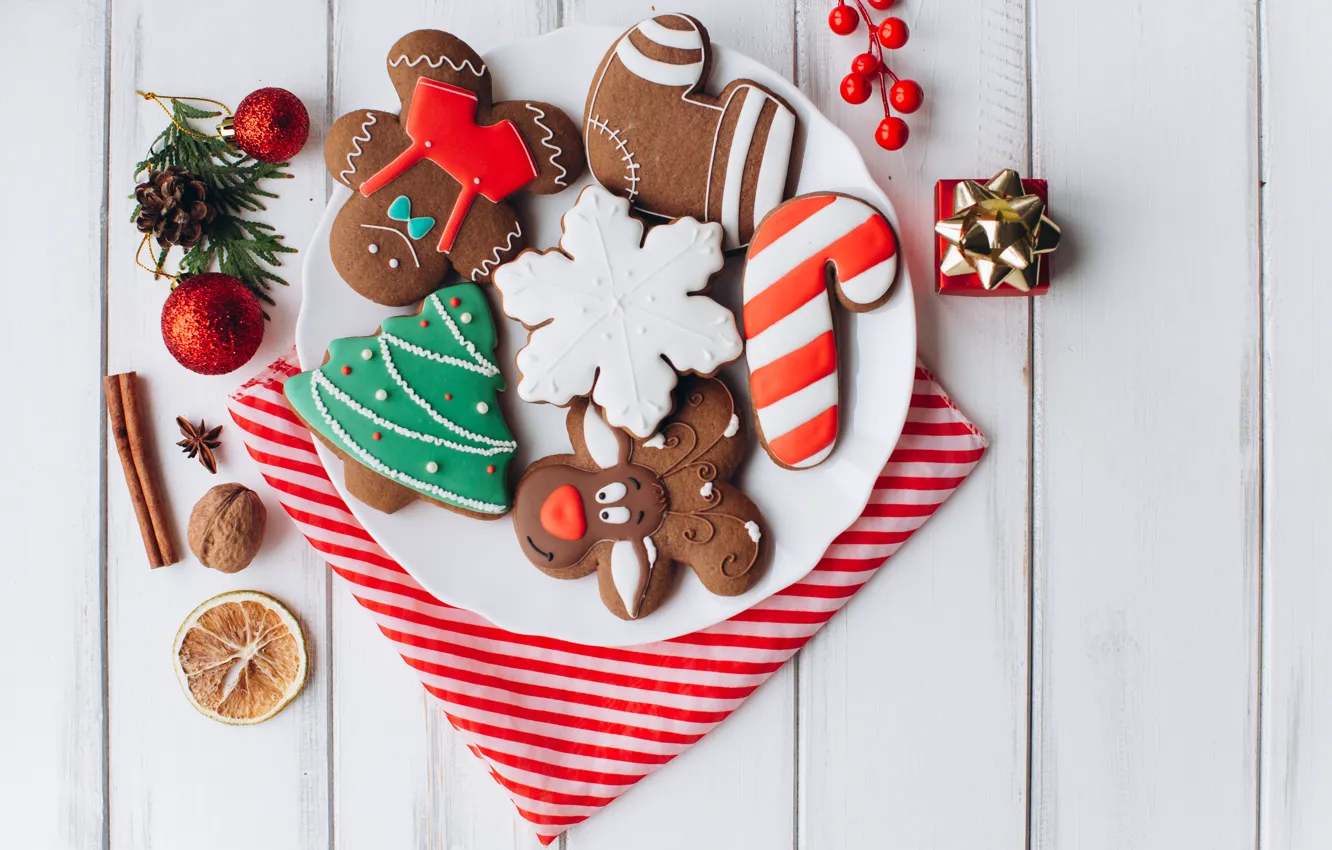Photo wallpaper holiday, toy, new year, cookies, treat