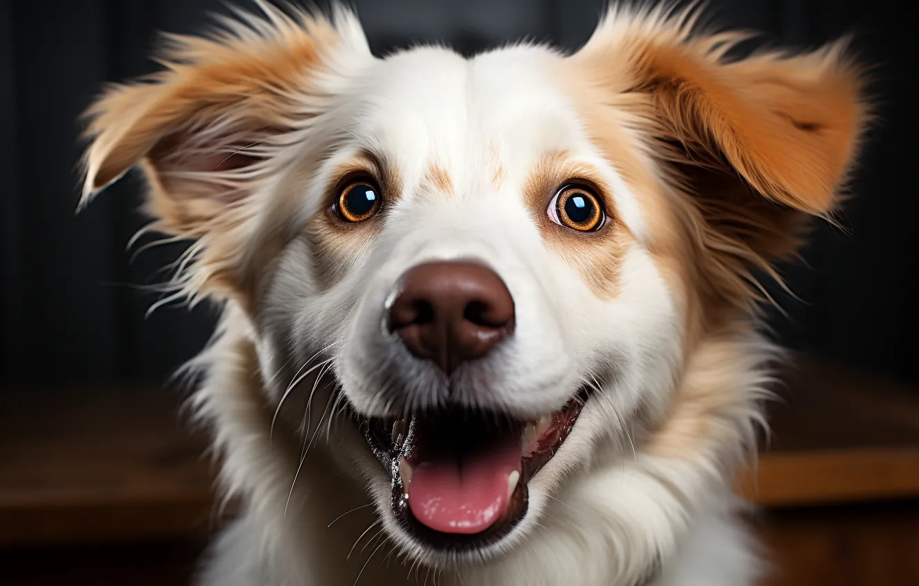 Photo wallpaper look, face, dog, digital art, AI art, The Art of Artificial Intelligence, neural network