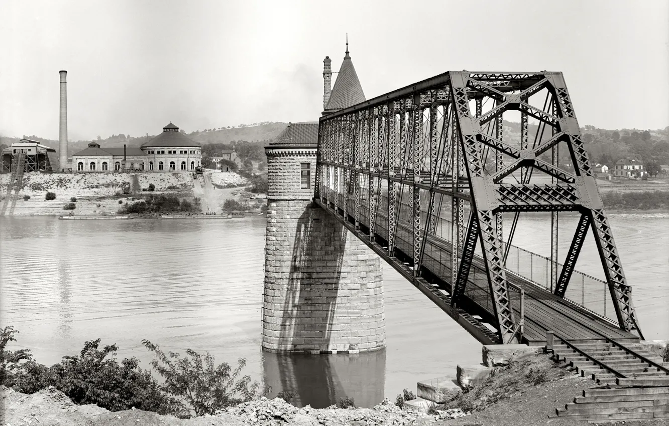 Photo wallpaper bridge, retro, river, USA, 1903-the year