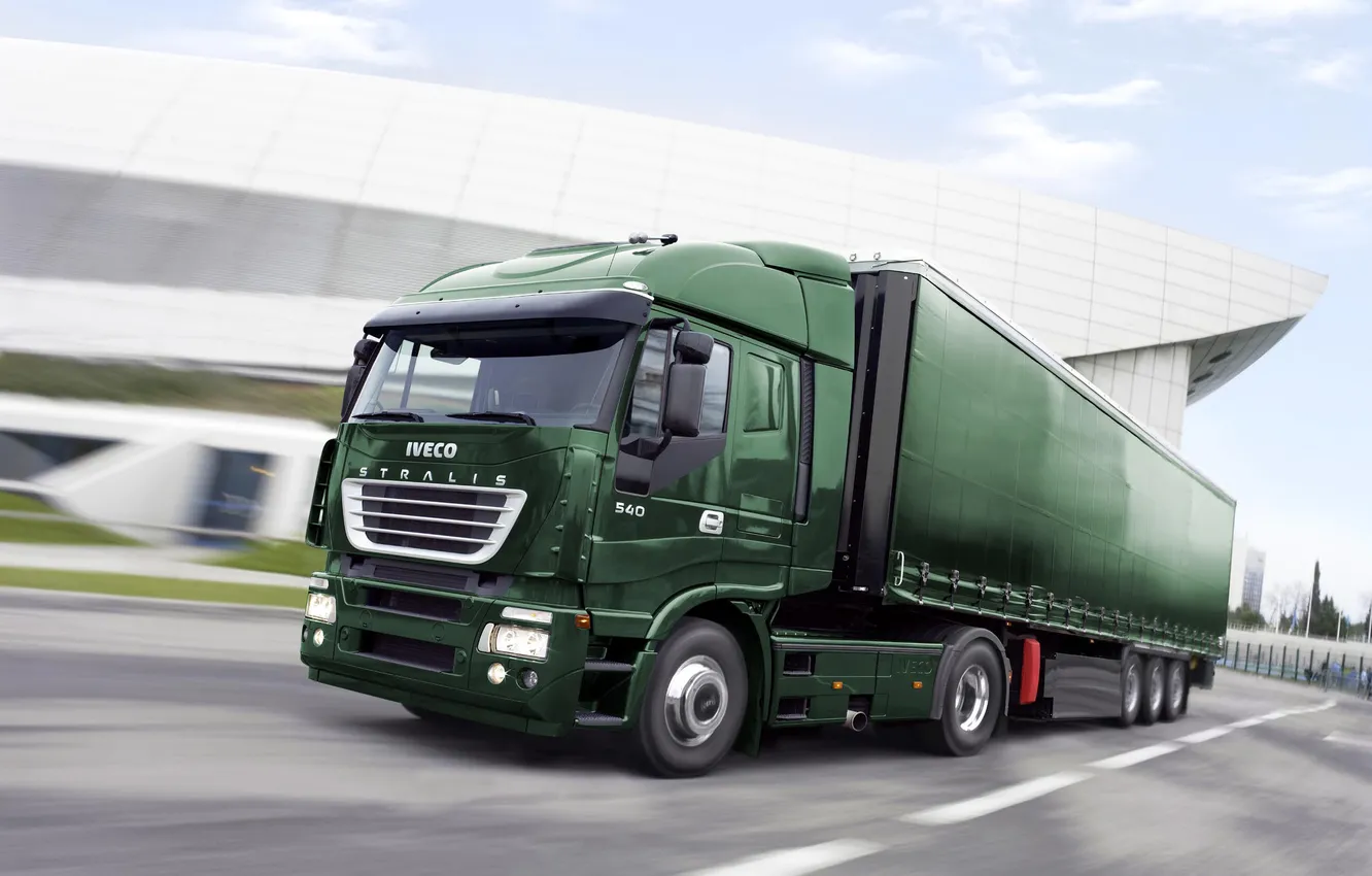Photo wallpaper green, movement, speed, Italian, Iveco, Stralis, 540, Stralis