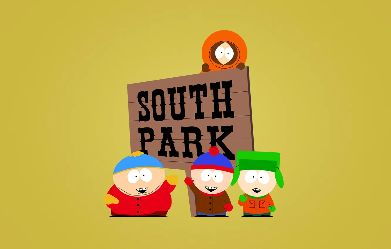 Photo wallpaper smile, the inscription, four, South Park, light background, South Park, greeting, Stanley (Stan) Marsh