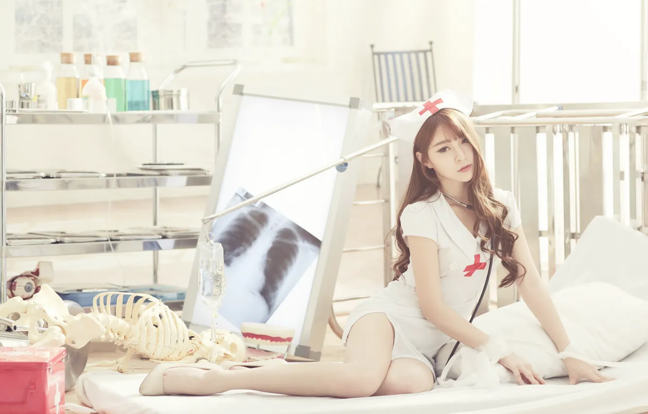 Photo wallpaper girl, form, office, sister