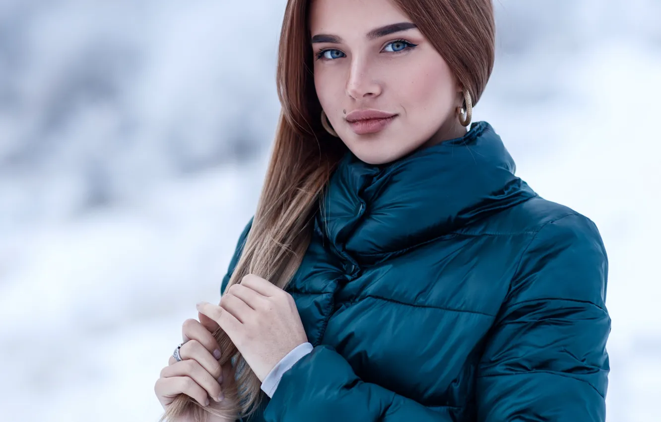 Photo wallpaper look, girl, snow, hair, Sergey Sorokin, Luba Ivanova