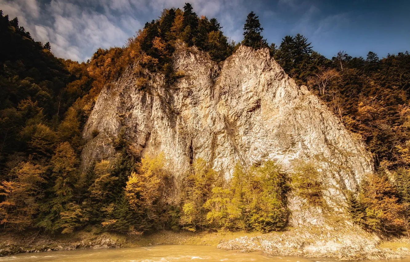 Photo wallpaper autumn, river, mountain