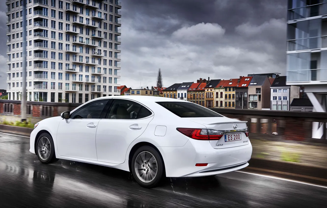 Photo wallpaper road, white, the city, movement, Lexus, car, ES 200