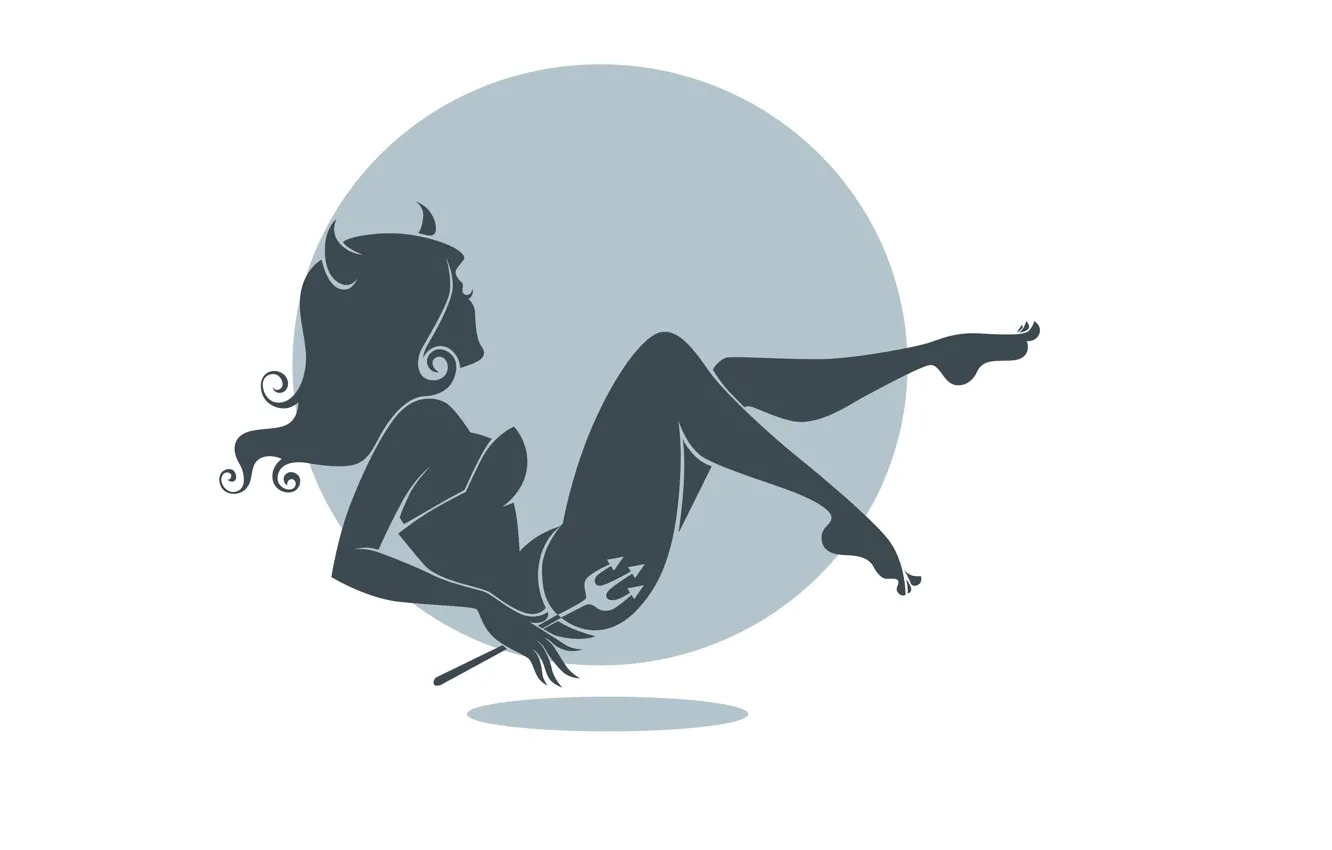 Photo wallpaper girl, background, minimalism, silhouette, profile, horn, yo, Halloween.