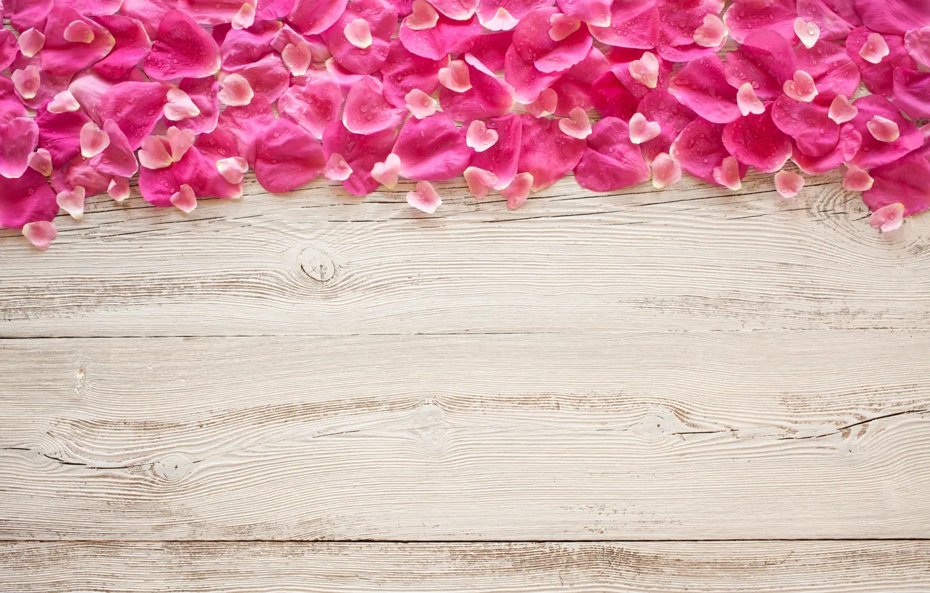 Photo wallpaper flowers, background, Board, texture, petals, pink, wood, decor