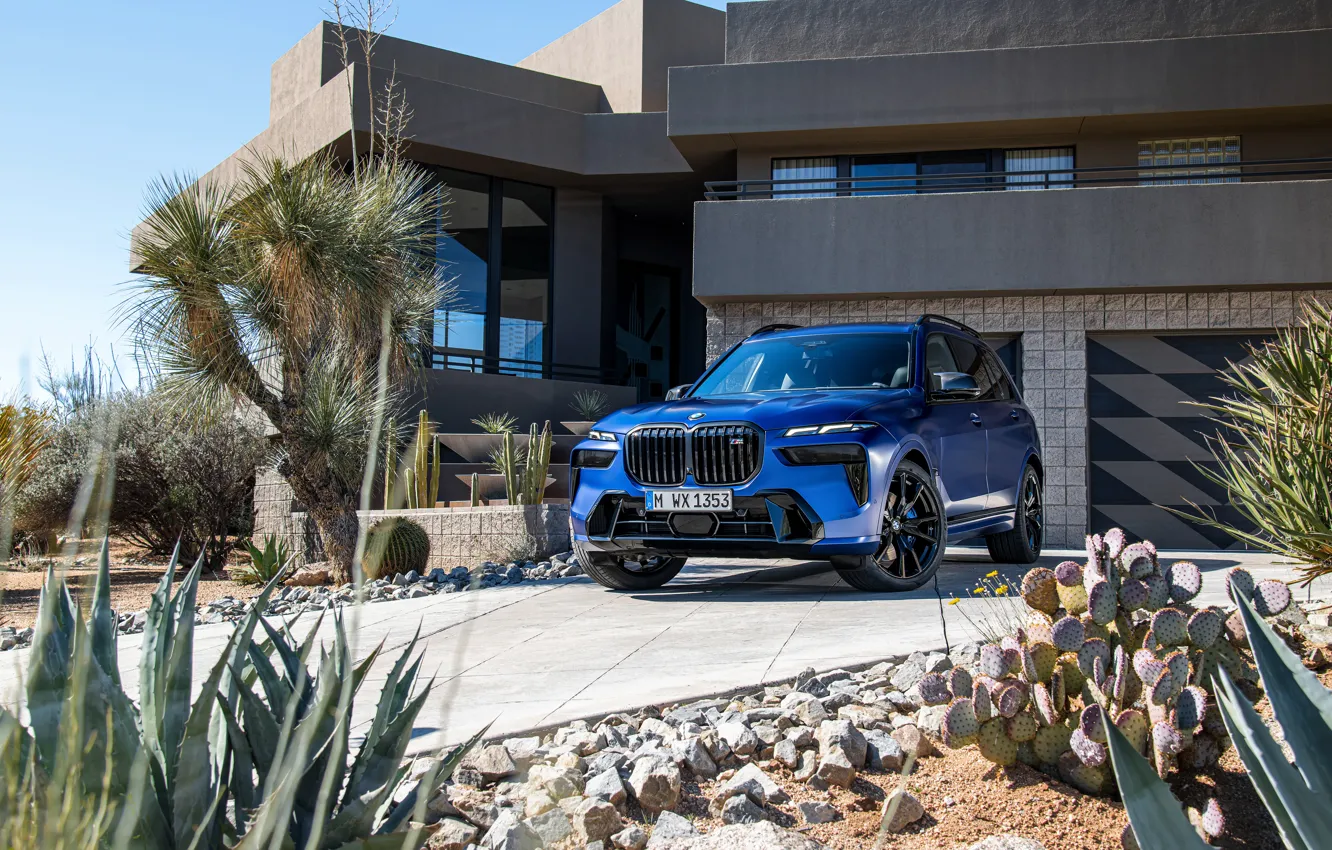 Photo wallpaper BMW, House, Blue, Front, Side, Road, xDrive, 2022