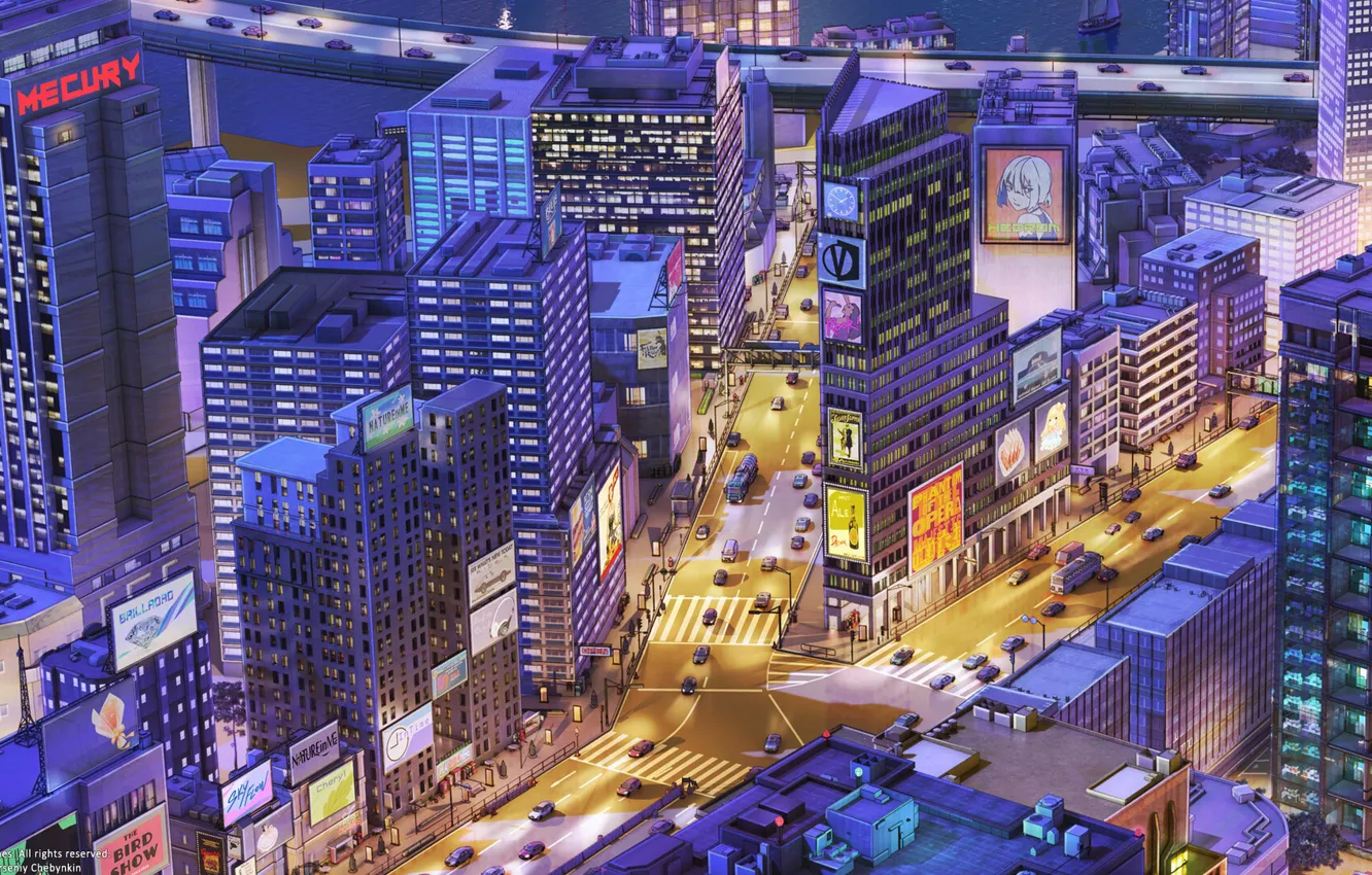 Photo wallpaper road, machine, night, city, the city, transport, street, building