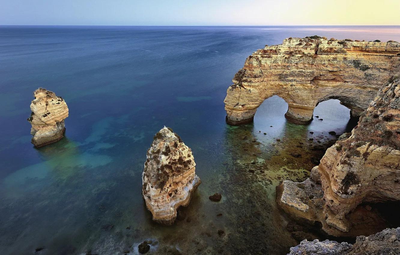 Photo wallpaper sea, rock, arch, Portugal, Portugal, Algarve, Albandeira Beach