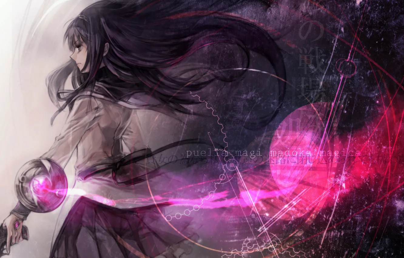 Photo wallpaper gun, anime, Madoka Magica, Puella magi